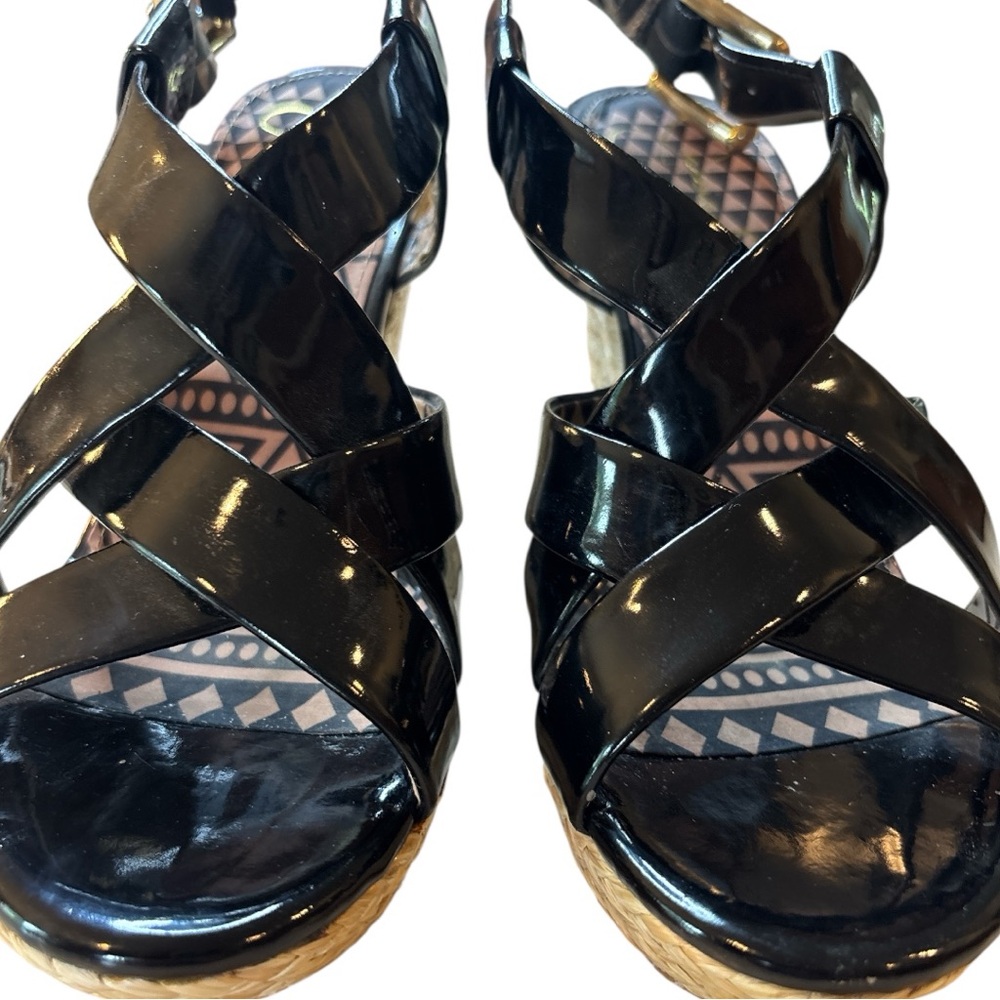 Jessica Simpson Catalina Black Patent Wedge Sandals - Picture 7 of 11